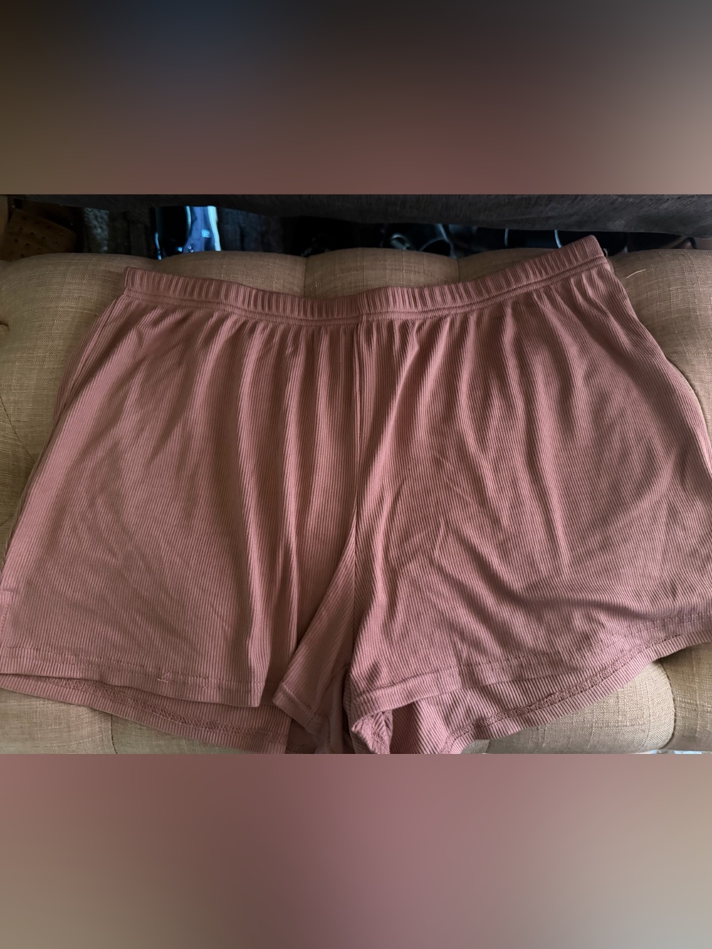 Nicole Miller Dusty Rose Ribbed Athletic Shorts